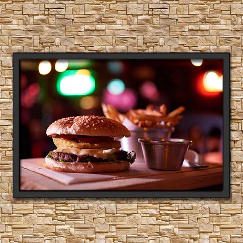 Quadro Decorativo - Lanche hamburger com fritas